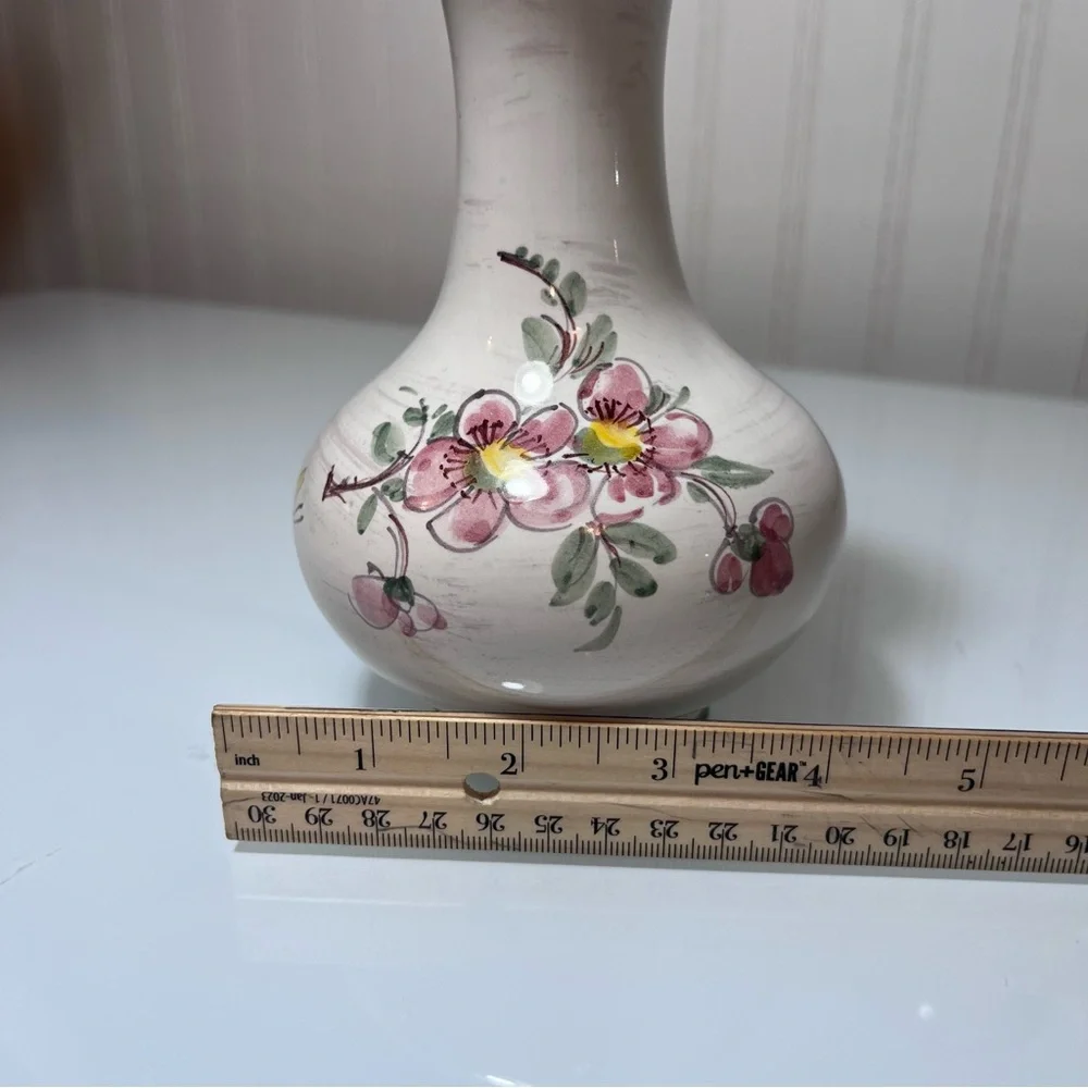 VTG Dumler & Breiden 121 Vase West German Pottery MCM Fat Lava Floral Butterfly